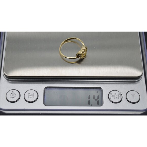 Real 10K Solid Yellow Gold Shiny CZ Inside Double Heart Ring All Sizes